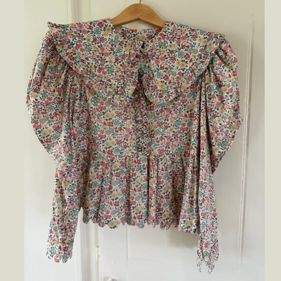 Horror Vacui Tops - Horror Vacui Scalloped Floral Blouse